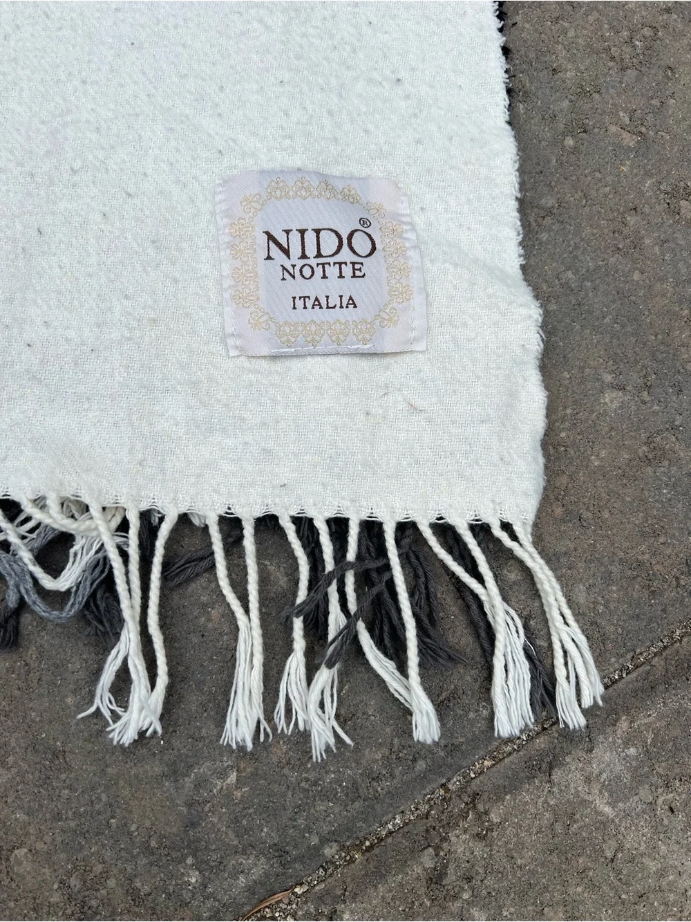 BEAUTIFUL NIDO NOTTE Plaid FRINGED ITALY Cotton THROW BLANKET